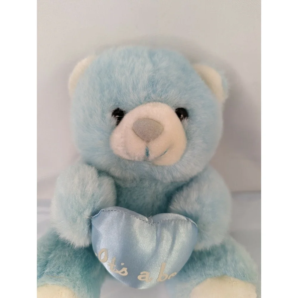 Fiesta America Wego Blue Bear Plush 8 I Its a Boy Heart‎ 1991 Stuffed Animal Toy